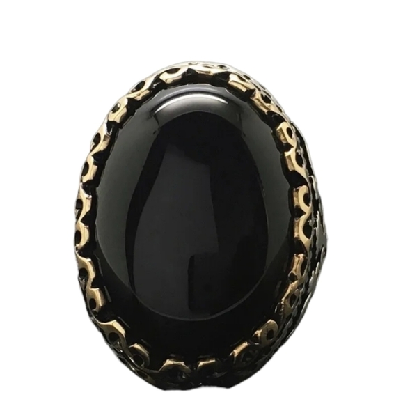 COPY - Silver tone ring oval black stone multi sizes - Picture 3 of 8